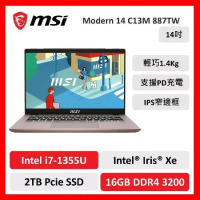 【微星特仕賣場】msi 微星 Modern 14 C13M 887TW 14吋 文書筆電 i7/16G/2TB