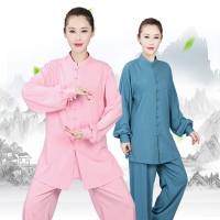 鴻之夢太極服男女中式2021新款女春秋季棉麻長袖太極拳服裝練功武