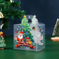 Large Christmas Eve Box Gifts With Handheld Clear Pvc Candy Gift Box Transparent Christmas Candy Box Bag 20 Pcs Navidad 2024