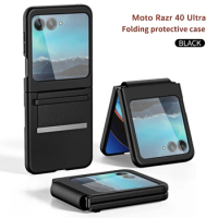 For Motorola Razr 40 Ultra Case Ultra thin Skin Friendly Matte Plain Leather Adjustable Folding Hinge Shockproof Hard Back Cover