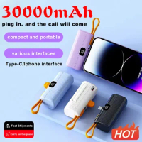 Mini Wireless Power Bank 30000mAh High Capacity Fast Charging Mobile Power Supply Emergency External Battery For iPhone Type-c