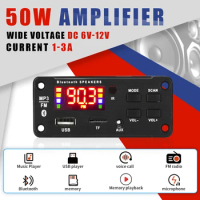 50W Amplifier MP3 Decoder Board Bluetooth5.0 Car MP3 Player USB Recording Module FM AUX Radio For Speaker Handsfree