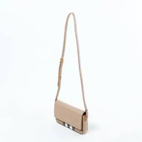 Tas BURBERRY CHECK BEIGE CHESTNUT FLAP LEATHER SHOULDER BAG 100% ORIGINAL 19X4X13CM