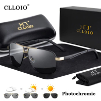 CLLOIO New Square Photochromic Polarized Sunglasses Men Change Color Sun Glasses Chameleon Anti-glare Driving Oculos de sol