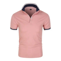 2024 Men's Top Hot Selling High Quality Summer Color Blocked POLO Shirt Men's Casual Sports Style T-Shirt Short Sleeve