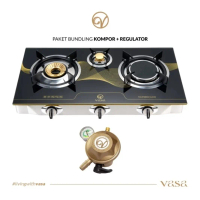 KOMPOR KACA 3 TUNGKU | VASA PREMIUM JAPANESE GAS STOVE | 1000% ORIGINAL ( BONUS REGULATOR VASA GOLD 