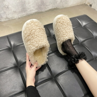 珊瑚絨不掉毛毛絨絨拖鞋女簡約大方棉拖鞋防滑軟底秋冬毛毛拖