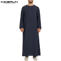 SDKINCERUN lelaki Muslim arab Kaftan islam lengan panjang Abaya jubah satu warna arab Saudi pakaian 