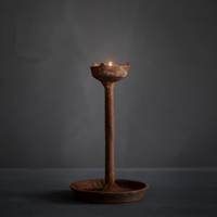 鑄鐵老燭臺油燈手工復古仿古舊物中式懷舊茶道燈家居裝飾擺件蠟燭