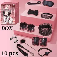 BDSM Bondage Restraint Set Handcuffs S&M Fox Tail Alat Pijat Bondage Black 9pc Bondage Black 9pc