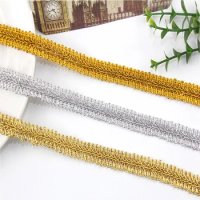 4Yards 12mm Gold Lace Trim Ribbon Centipede Curve Lace Trimming Clothes Accessories Crafts DIY Sewing Fabric Lace Home Decor