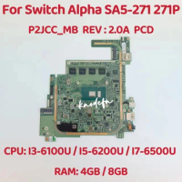 P2JCC_MB REV:2.0A PCB Mainboard For Acer Switch Alpha 12 SA5-271 271 Motherboard CPU: I3-6100U I5-6200U I7-6500U RAM: 4GB / 8GB