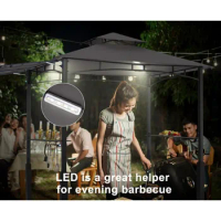 ABCCANOPY Grill Gazebo with Extra Awning - 5'x11' Outdoor Grill Canopy BBQ Gazebo Barbecue Canopy with LED Lights (Dark Grey)