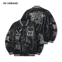 X U A Jaket Varsity Baseball Leather Sintetis Embroidery L