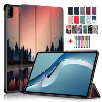 Tri Folding Flip Shell For Huawei MatePad Pro 12.6 Case 2021 For Huawei MatePad Pro 12.6'' WGR-W09/W19/AN19 Tablet Cover + Pen