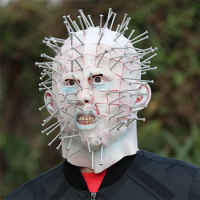 Hellraiser Mask Pinhead Horror Prop Party Carnival Head Nail Man Movie Cosplay Halloween Scary Latex Masks Adult Performance