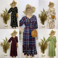 Daster Smok Zelina Dress Rayon Viscose Busui Friendly - Kancing, Wanita, Motif, Bumil, Panjang, Katu