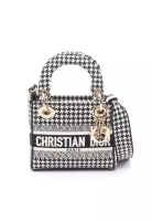 Christian Dior Pre-Loved Christian Dior LADY D-LITE mini Handbag houndstooth canvas black white 2WAY