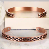 Copper Solid Magnetic Bracelets Benefits Health 99.99% Pure Copper Bangle with 3500 Gauss Magnets Adjustable Cuff