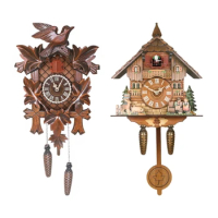 Wooden Wall Clock Cuckoo Antique Pendulum Hanging Handcraft Swing Alarm Watch Home Bedroom Decoration