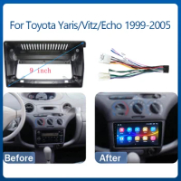 2 Din 9 Inch Car Frame Fascia Adapter Android Radio Dash Fitting Panel Kit For Toyota Vitz Yaris Echo 1999-2005