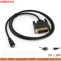 HD HDMI-compatible Micro HDMI-compatible to DVI DVI-D 24+1 pin Adapter Cables 3D 1080p for LCD DVD HDTV XBOX PS3 1m 3ft 1.8m 6ft