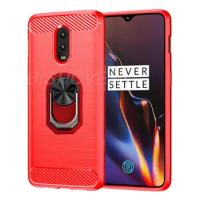 Carbon Fiber Brushed Shockproof Soft Cover For OnePlus 6 1+6 OnePlus6 6.28" A6000, A6003 Oneplus 6T Magnetic Ring Holder Case