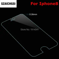 SZAICHGSI wholesale 200pcs/lot tempered glass screen protector 0.26mm 9H protective glass films for apple iphone8