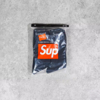 Supreme Kaos Kaki SUPREME HANES CREW BLACK SOCKS 100% ORIGINAL