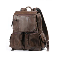 Weysfor Men Backpack Leather School Backpack Bag PU Backpack Bags Neutral Portable Waterproof Travel Bag Male Leather Book Bag