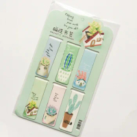 6pcs/set Green Plants Cactus Magnetic Bookmark Kawaii Books Marker of Page Student Stationery School Office Suppl