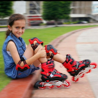 溜冰鞋 女孩溜冰鞋4-12歲可調兒童初學者女童男童粉公主發光夜光閃光輪滑 夢藝家