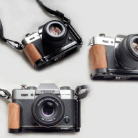 Roadfisher Camera Wood Hand Grip Handle Aluminum Alloy Base For Fuji Fujifilm XT5 X-T30II XT20 XT30 XS20 XS10 XT4 XT3 XT2 X100V