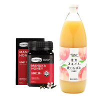 【Comvita康維他x長野興農】UMF10+麥蘆卡蜂蜜 500g+日本信州白桃 水蜜桃汁(1000ml/瓶) momo獨