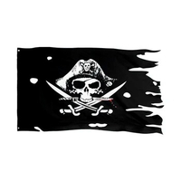 polyester hanging older broken jolly roger Skull Cross bones Pirates dead mans chest Flag