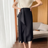 7348 One Size (45-75kg) Autumn Spring Summer Pleated Versatile Irregular Stitching Side Swing Skirt