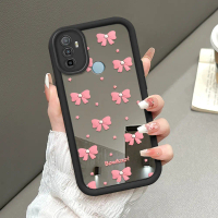 Bowknot Pink Casing HP Cocok Untuk OPPO A53 A33 2020 Case Ponsel Telepon Silicone Cover Aesthetic Ce