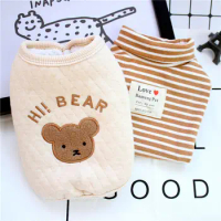 Winter Pet Dog Clothes Cute Cartoon Bear Dogs Coats Jacket Plus Velvet Warm For Small Medium Dogs Chihuahua Teddy Outfit