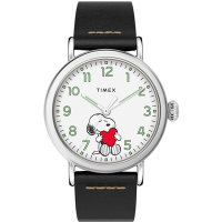 TIMEX 天美時 x SNOOPY 限量聯名系列  擁抱愛心手錶 (白x黑 TXTW2U72200)