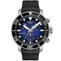 TISSOT 天梭 官方授權 Seastar 1000海洋之星水鬼300米潛水三眼計時錶-45mm/藍x黑(T1204171704100)