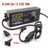 Bekalan Kuasa Penyesuai Universal, Skrin Paparan Boleh Laras, 3V-12V 10A, 9V-24V 5A AC DC, 12 14 15 