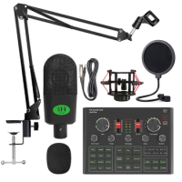 K18 Condenser Microphone Set With V9X PRO Live Sound Card, For Computer Karaoke Studio Recording