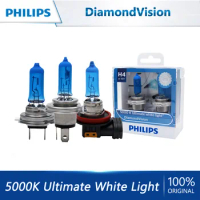Philips DiamondVision H1 H4 H7 H8 H11 HB3 HB4 9003 9005 9006 12V 5000K Car Halogen Headlight OEM Fog Lamps Xenon White Bulb 2X
