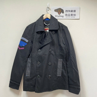 跩狗嚴選 極度乾燥 Superdry Pea 經典合身版型 Mac 軍裝 海軍 排扣 短板 大衣 棉質 外套 風衣 復古風格 黑色 深灰 深藍