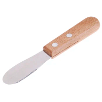 1Pcs Butter Knife Sandwich Spreader Cheese Slicer Stainless Steel Wide Blade Slicer Flexible stainless steel blade wooden handle
