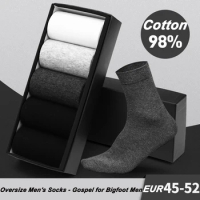 Plus Size EUR45-52 4Pairs Business Men Socks New Style Black Soft Mens Cotton Socks Breathable Autumn Winter Male Socks