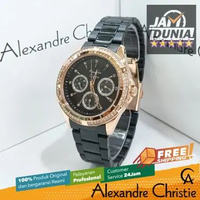 JAM TANGAN WANITA ALEXANDRE CHRISTIE CHRONOGRAPH ORIGINAL BLACK ROSE GOLD 2644 AC 2644 AC2644 ACF264