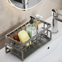 Self-draining Sink Shelf Stainless Steel Kitchen Sink Drain Rack Soap Sponge Holder Kitchen Sink Organizer