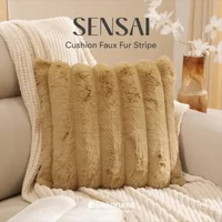 Dekoruma SENSAI Cushion Faux Fur Stripe / Bantal Hias Motif Bulu / Sofa Cushion Dekorasi Brown