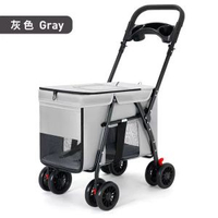 內地直送 - 【前後窗設計】雙層寵物推車分離式狗貓推車戶外輕便上下層寵物車